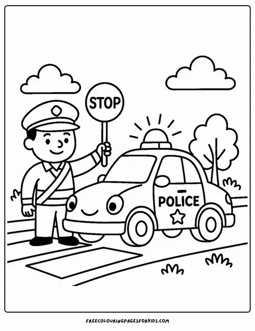 Tô màu sáng tạo ô tô cảnh sát có camera hành trình