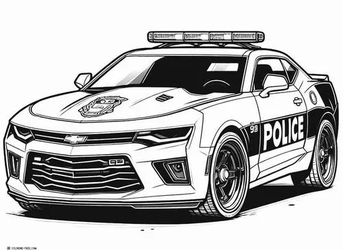 Tải tranh tập tô xe cảnh sát cho bé 5 tuổi