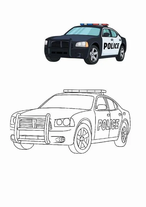 Trang tô màu xe tuần tra bánh xe mui xe rõ ràng