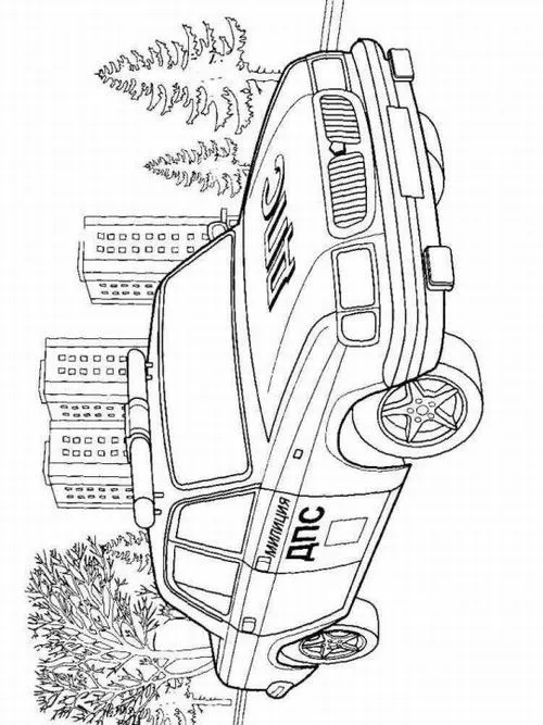 Trang tô màu xe cảnh sát nhanh gọn cho bé mẫu giáo