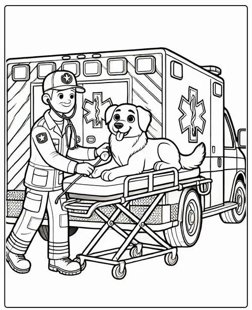 Tô màu vui xe cứu thương an toàn, giúp đỡ người khác