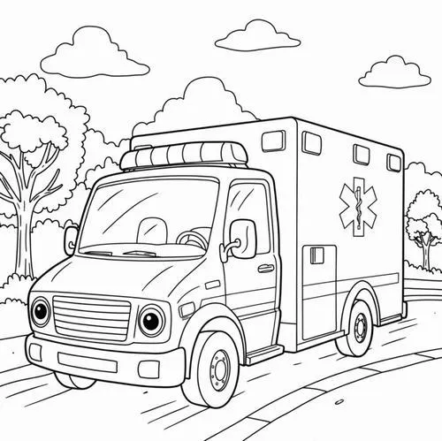Bức tranh tô xe cứu thương với tài xế cứu thương