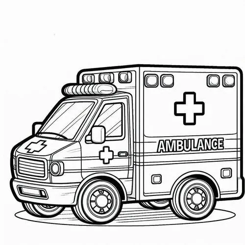 Bộ tranh tô màu phương tiện y tế xe cứu thương