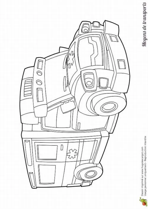 Tranh tô màu xe cứu thương lớn, phương tiện y tế dễ nhận biết
