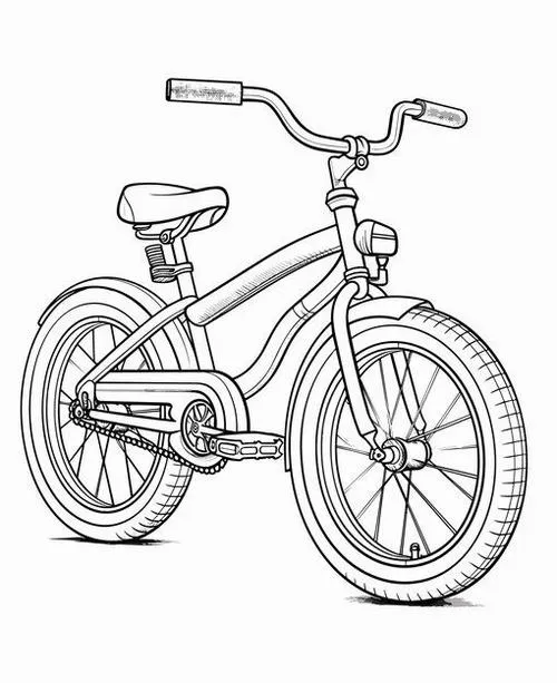 Mẫu tranh tô màu xe đạp trẻ em chuông leng keng vui tai