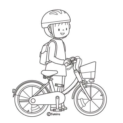 Hình vẽ tranh tô màu xe đạp cute cho bé 5 tuổi