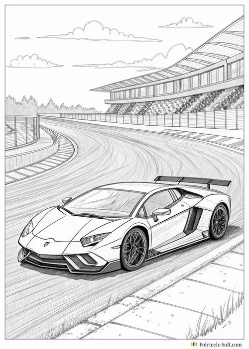 Xe Lamborghini sắc nét trong bộ tranh tô màu cho trẻ em