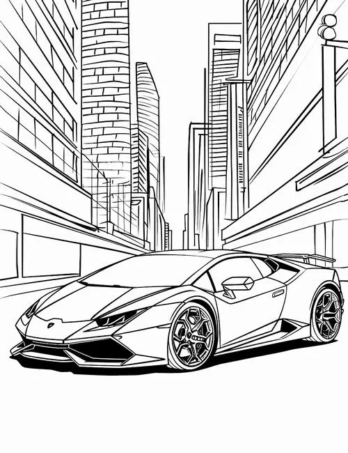 Bức tranh tô Lamborghini Huracan góc cạnh nổi bật cho bé 3 tuổi