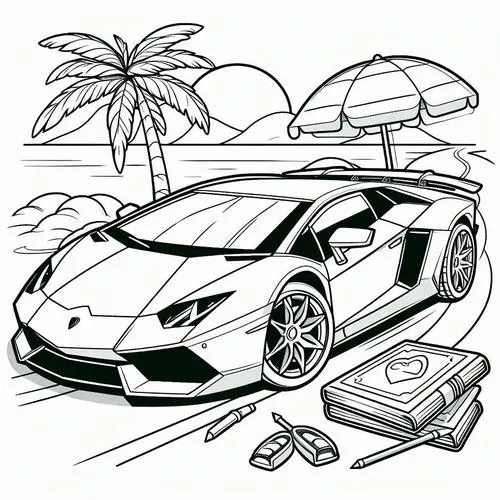 Tải tranh tập tô Lamborghini tốc độ cao, đèn pha sắc nét