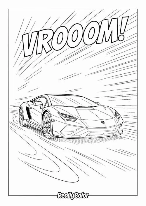 Trang học tô màu Lamborghini Urus thể thao, bé rất dễ thương