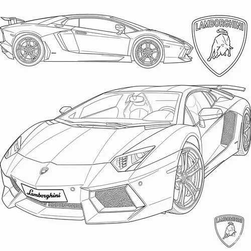 Hình vẽ tranh tô màu Lamborghini động cơ mạnh mẽ cá tính