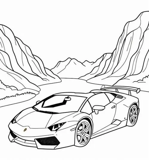 Trang tô màu siêu xe Lamborghini màu hồng dễ thương