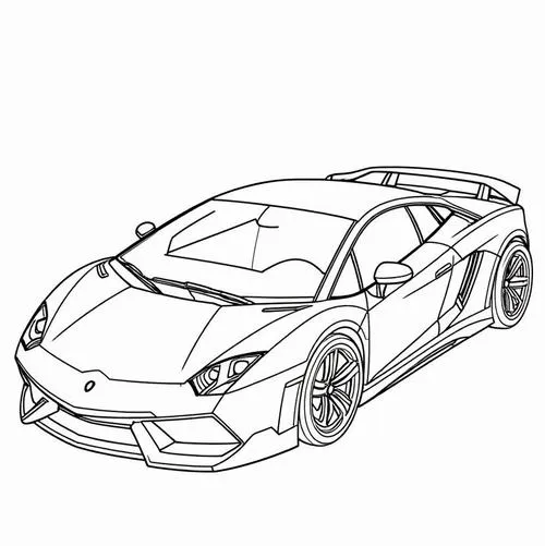Mẫu tranh tô màu Lamborghini dễ tô cho trẻ 6 tuổi