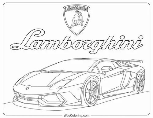 Hình tô màu xe Lamborghini đẹp với logo bò vàng cho bé 3 tuổi