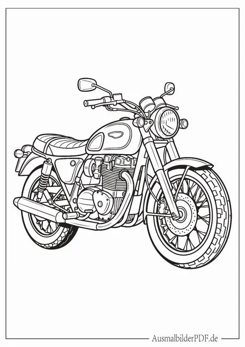 Bức tranh tô xe máy đơn giản bánh xe tay lái cho bé 3 tuổi