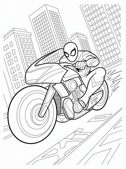 Mẫu tranh tô màu xe máy trang trí hình hoạt hình