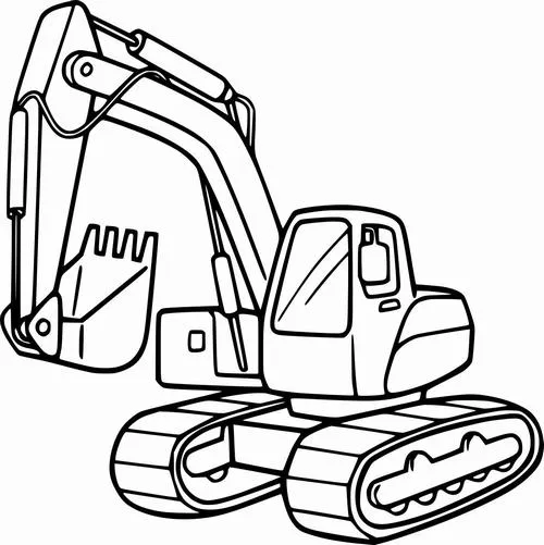 23 Tranh tô màu xe xúc công trình đặt trong khung giấy vẽ