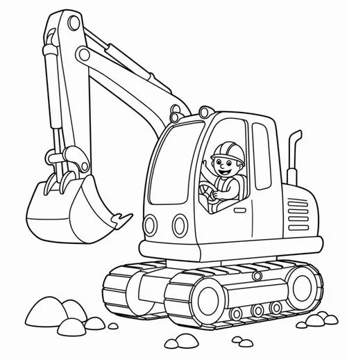 45 Tranh tô màu Xe Máy Xúc đơn giản cho bé trai mê công trình xây dựng