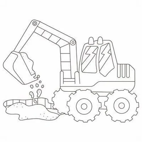 7 Hoạt động tô màu máy đào đất với cabin lái rõ ràng