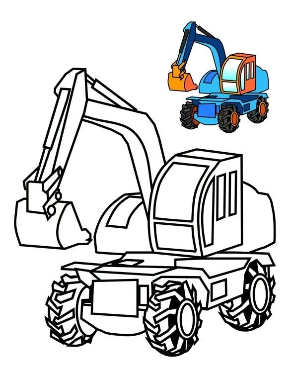 1 Xe máy xúc dễ thương tranh tô màu bé tô không lem