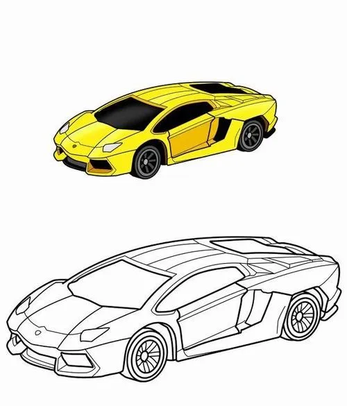 4 Tranh bé tập tô xe tải thân xe cửa xe đơn giản dễ thương