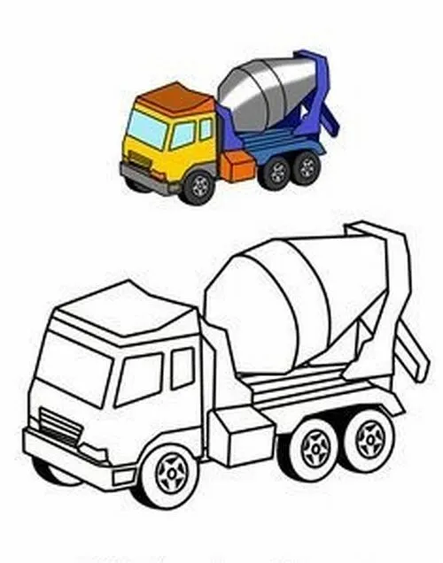 4 Tờ giấy tô màu xe tải công trình cho trẻ 4 tuổi