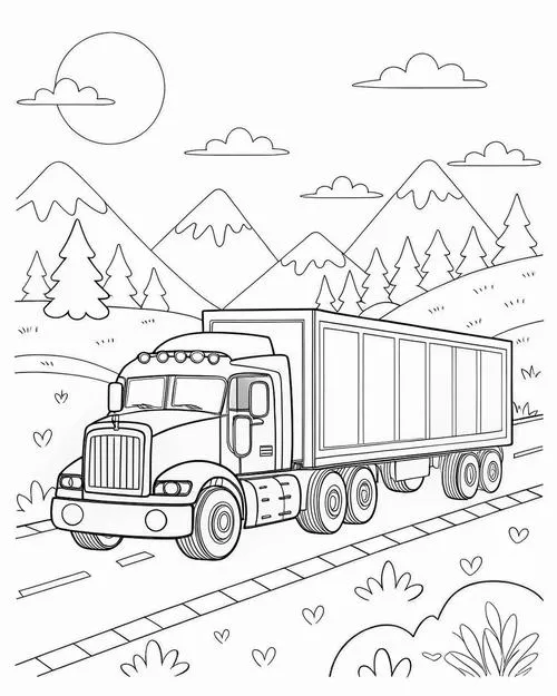 16 Bộ tranh tô màu xe tải hoạt hình dễ thương
