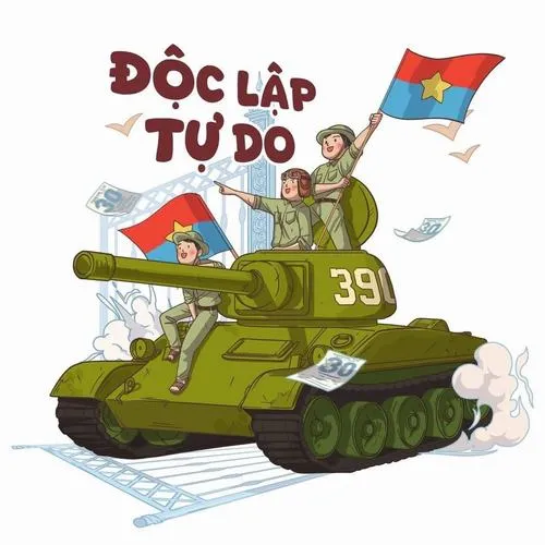 Tranh tô màu xe tăng húc cổng Dinh Độc Lập mạnh mẽ cho bé trai