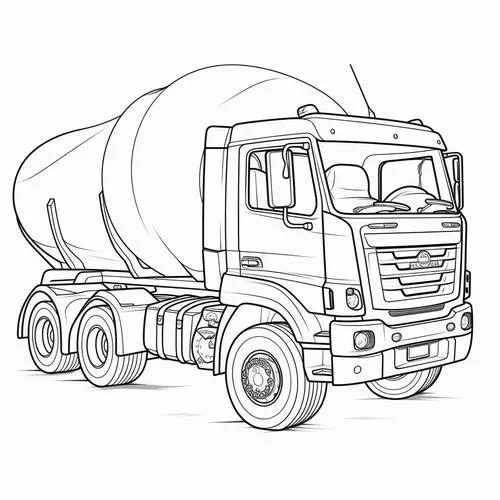 Tô màu vui xe trộn bê tông đang quay, bồn trộn xoay, dễ thương