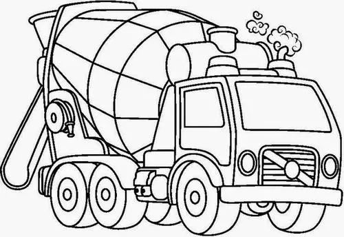Mẫu tranh tô màu xe công trình chở bê tông tươi, cabin rõ, cho bé