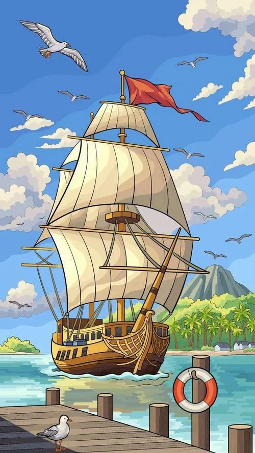 Bộ tô màu thuyền buồm giúp bé học màu và tưởng tượng hành trình