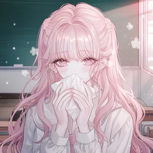 Avatar hồng dễ thương gợi cảm xúc tích cực với ánh sáng dịu và bố cục thoáng