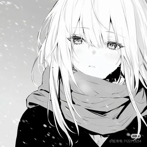 Hình avatar cute anime đen trắng với bố cục bán thân