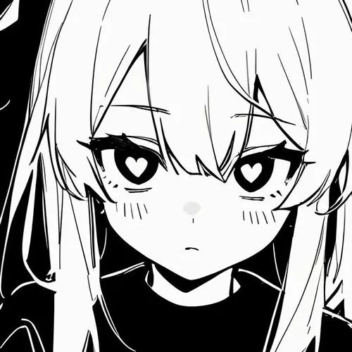 Hình profile anime monochrome nhấn mái tóc anime và đường viền