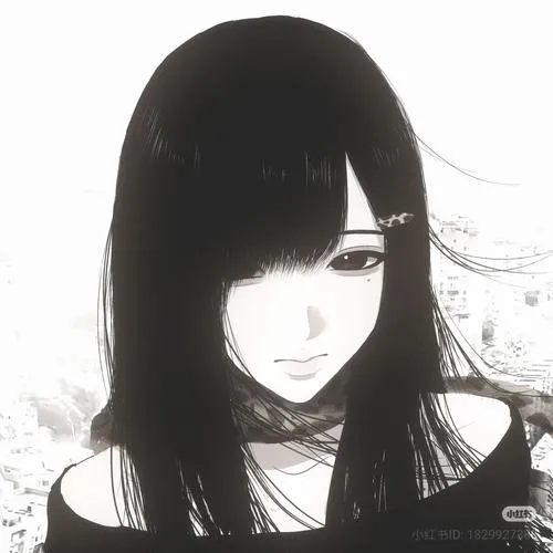 Sketch style anime đen trắng tăng tương phản và điểm nhấn