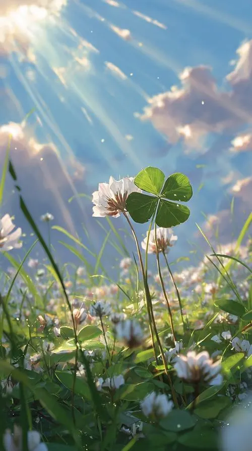 Hình nền cỏ 4 lá nhấn mạnh sự hiếm gặp đầy giá trị