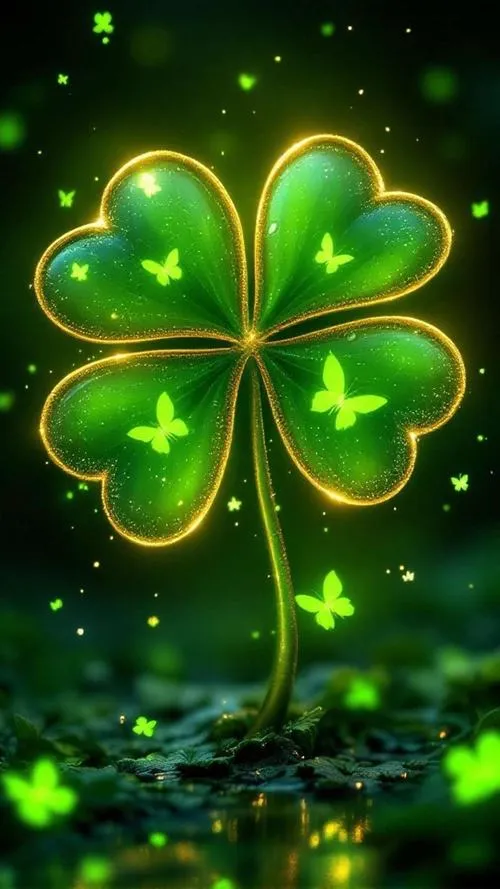 Hình nền biểu tượng cỏ 4 lá gợi hy vọng bền lâu