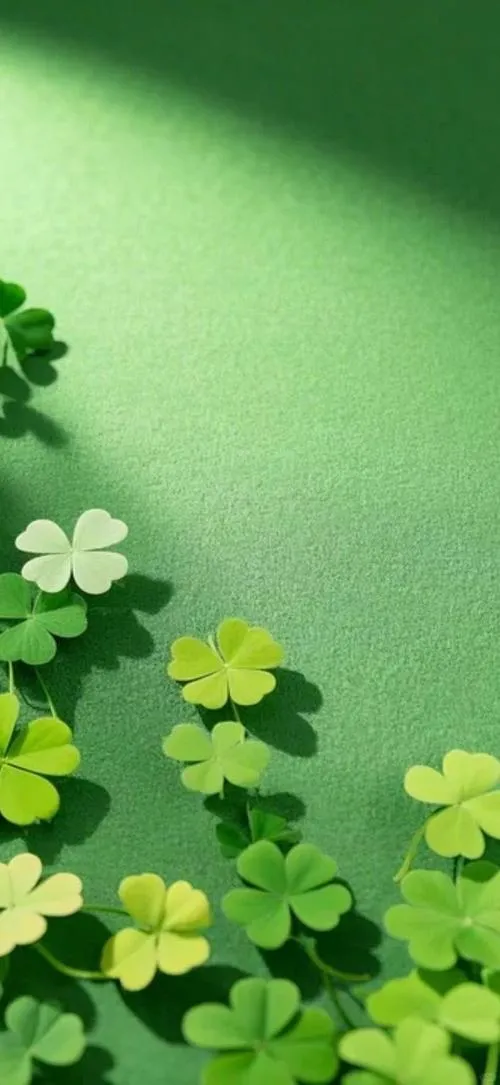 Hình nền biểu tượng may mắn từ cỏ 4 lá xanh mát