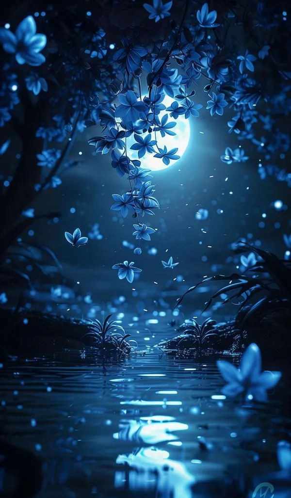 24 Hình nền 4K hồ đêm xanh sâu và trăng, tông trầm yên, nhìn lâu vẫn dịu mắt.