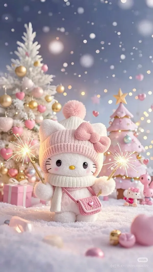 8 Ảnh wallpaper cảnh tuyết với thú bông, bảng màu sáng, hợp màn hình chính kiểu trong trẻo.