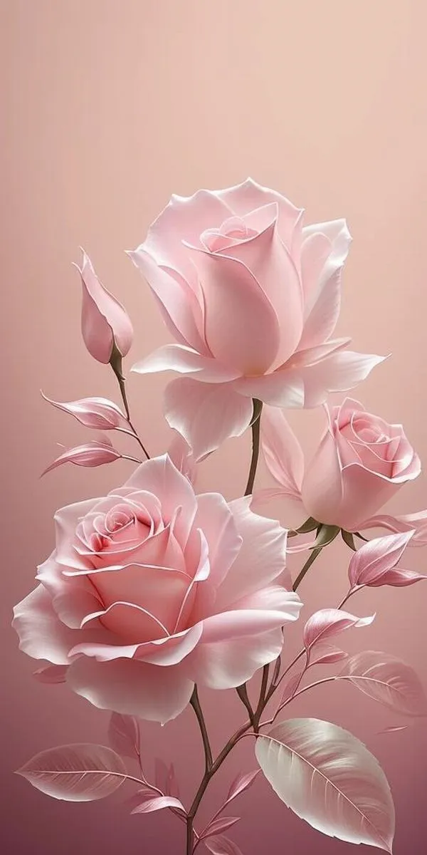 2 Tải ảnh hoa hồng phấn tối giản, khoảng trống cho đồng hồ, bố cục thoáng hợp màn hình khóa iPhone