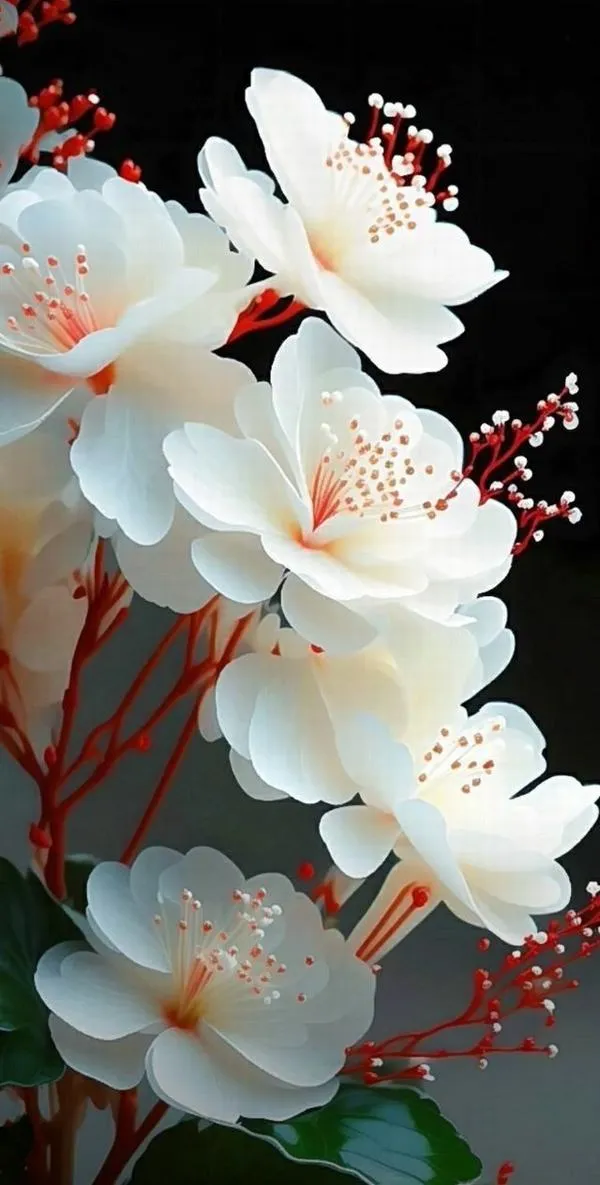 8 Chùm cánh hoa trắng hồng mềm mịn, tông trung tính, nền sạch giúp vùng đặt icon nhìn gọn gàng