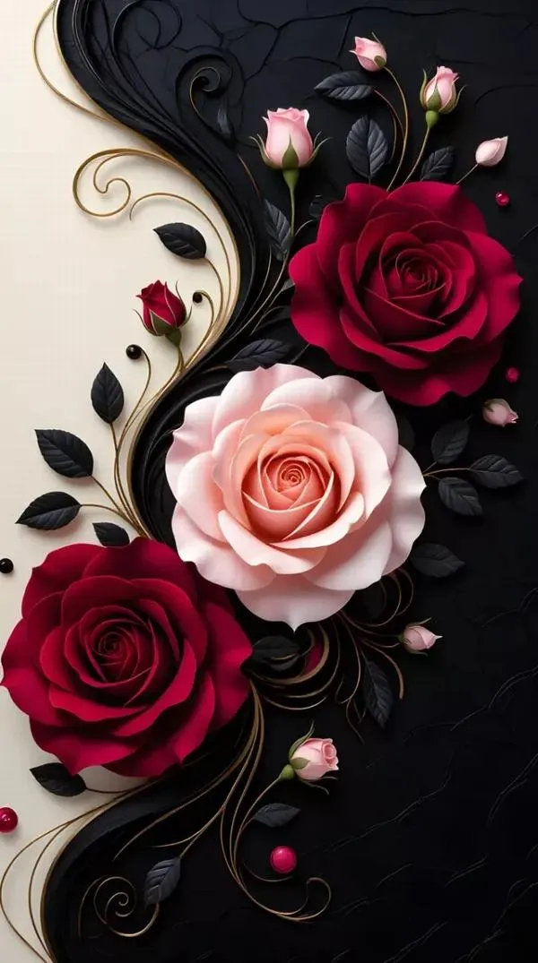 15 Hình nền hoa hồng 3d trắng kem, chất liệu nhung mịn, nền gradient thanh lịch