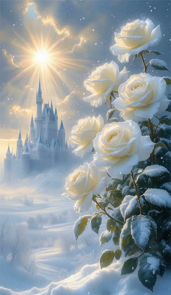 Khung cảnh phố đêm với hoa hồng trắng tinh khôi, bokeh mờ lung linh, vibe cute mà sang