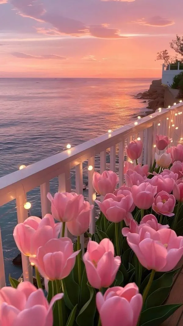 31 Tulip trắng kem cạnh hoa mẫu đơn, cảm giác tinh tế và sang nhẹ