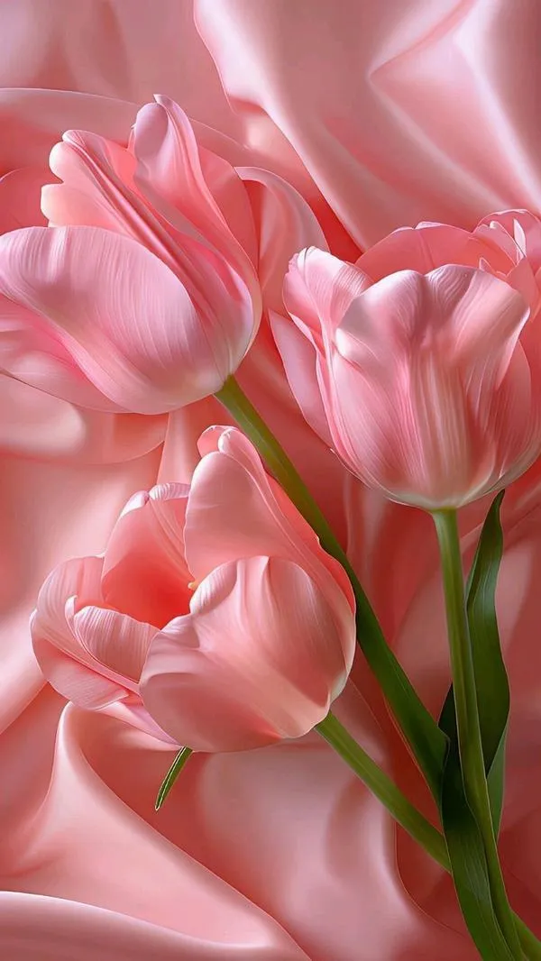 23 Thân tulip thanh mảnh dưới ánh nắng sớm, gam màu tổng thể pastel nhìn dịu