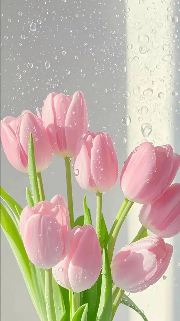 21 Nụ tulip tím nhạt chụp sát, texture cánh hoa rõ mà nền mềm nên rất êm