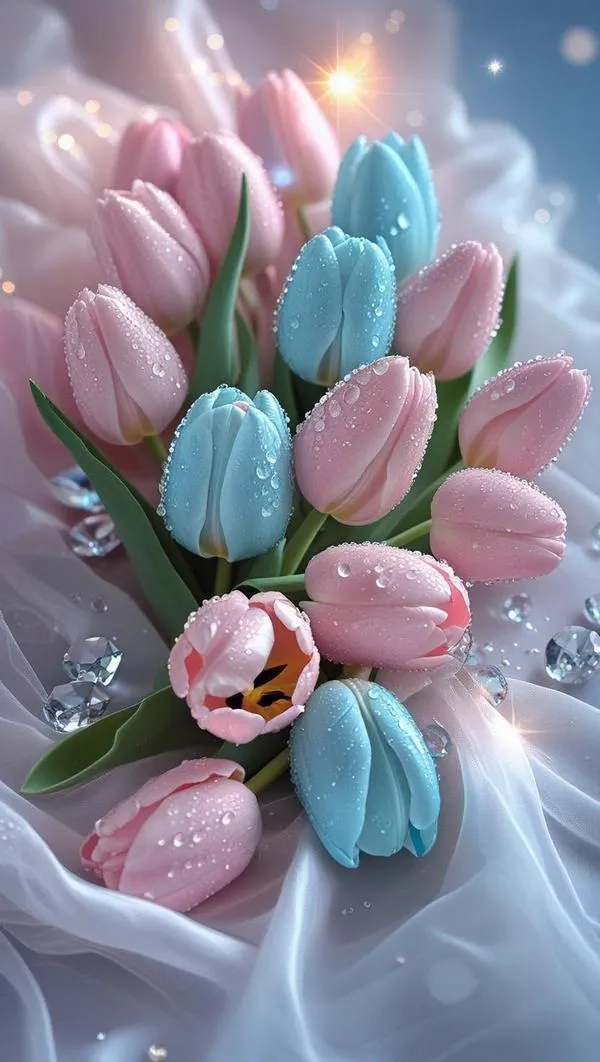 40 Tulip kem dễ thương, bokeh sâu tạo cảm giác nhẹ và êm