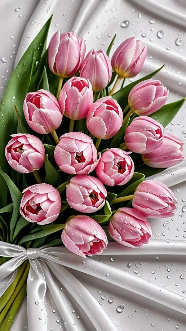 11 Bó tulip gói vải 4K, nền trơn giúp giao diện iPadOS sạch sẽ và thoáng mắt