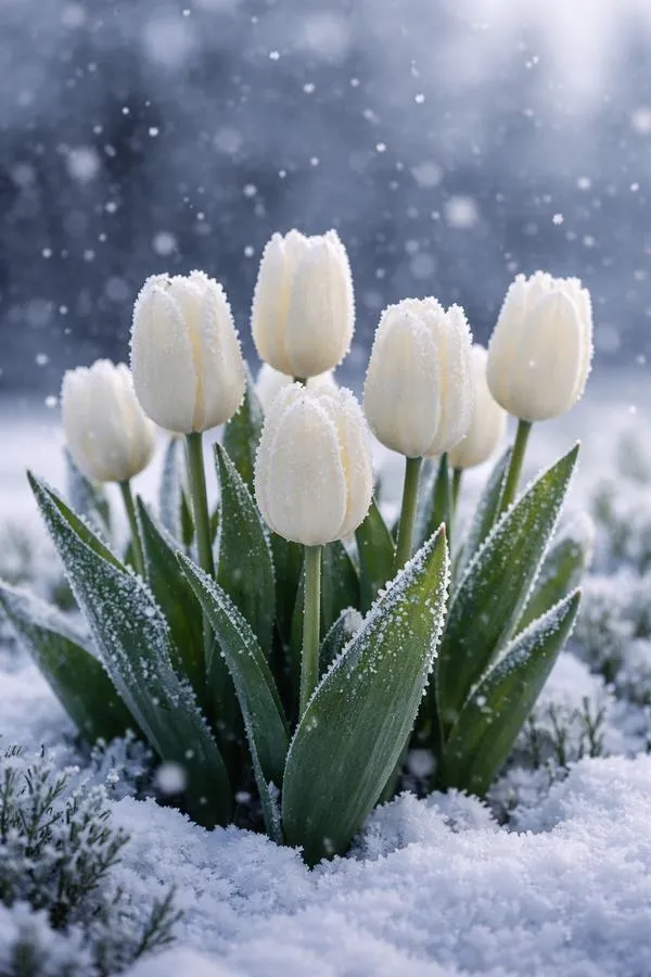 Hình nền hoa tulip trắng chụp cận cảnh, gân cánh rõ và cảm giác bình yên